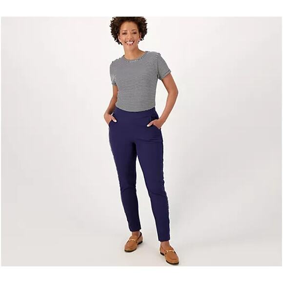 Isaac Mizrahi Live! 24/7 Stretch Slim Leg Ankle Pants Navy Blue Size 18W NWOT - Picture 1 of 6